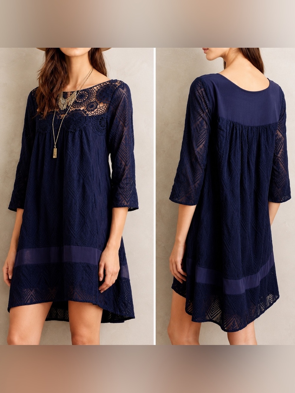 Holding Horses navy embroidered dress, small